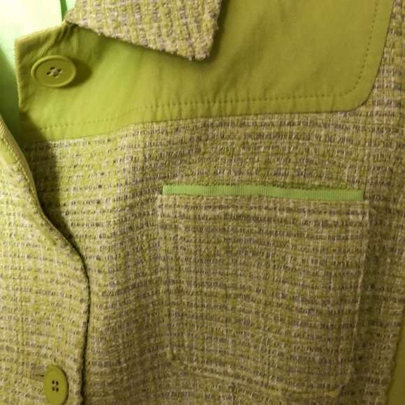 T Tahari tweed& linen blazer in citrus green color - Picture 7 of 16